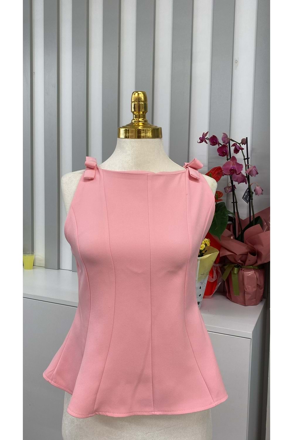 Omuzları Fiyonk Detaylı Bluz 4407 - Pembe - M - AZRA05755-47431