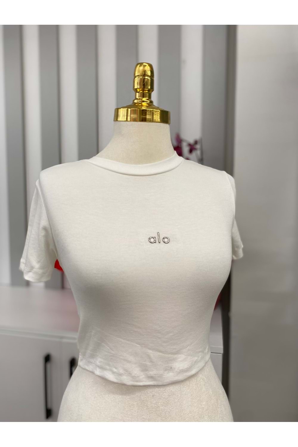 Alo Baskılı Crop Top 1301 - Ekru - L - AZRA05800-47765
