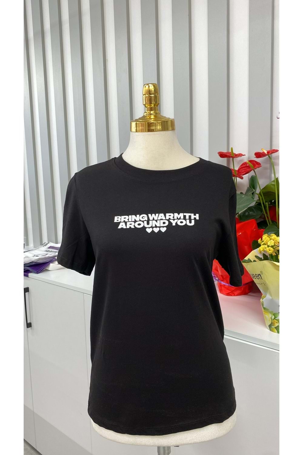 Yazı Baskılı Tişört 4340 - Siyah - S - AZRA05811-47887