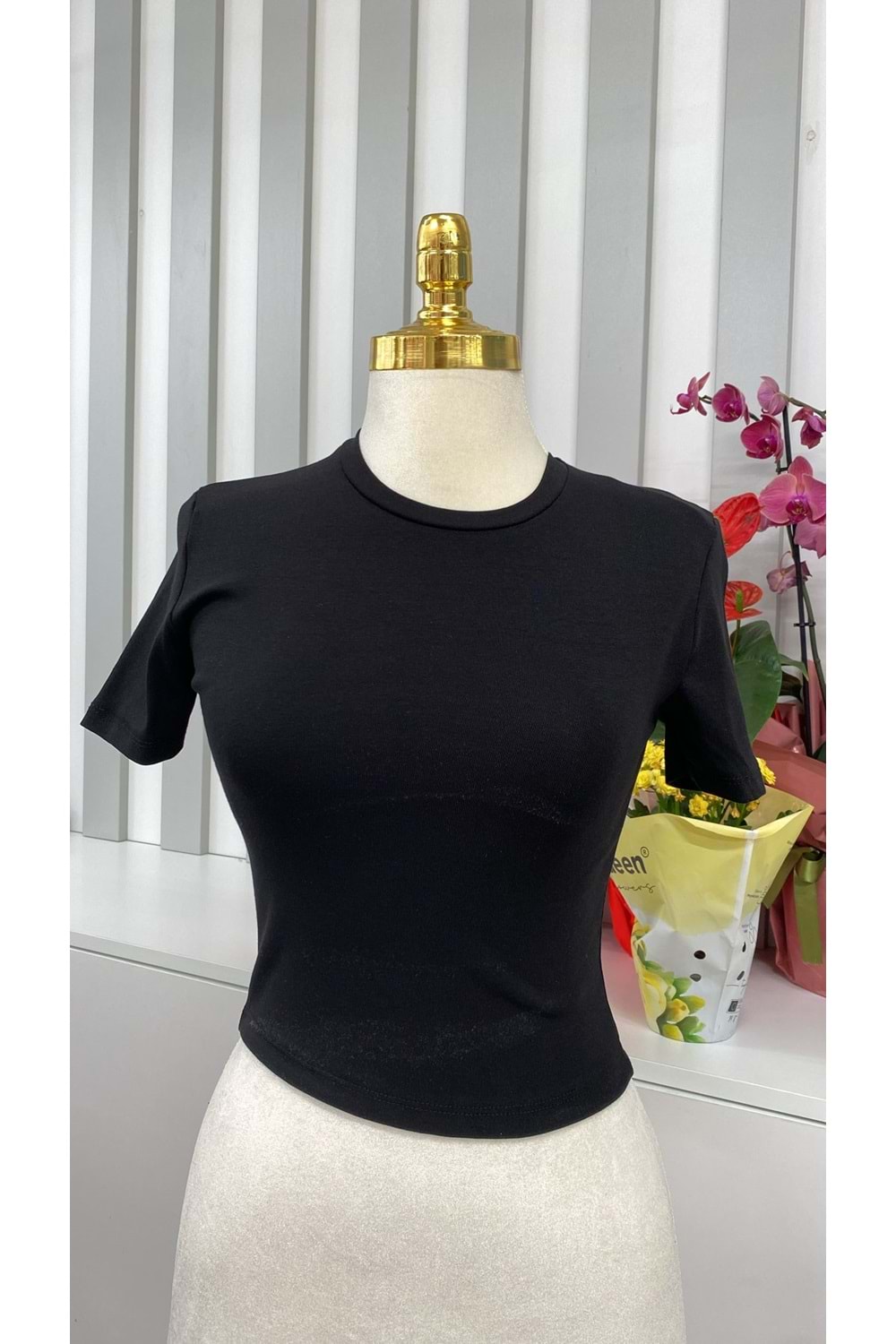 Oysho Kumaş Crop Bady 362625 - Siyah - M - AZRA05819-47956