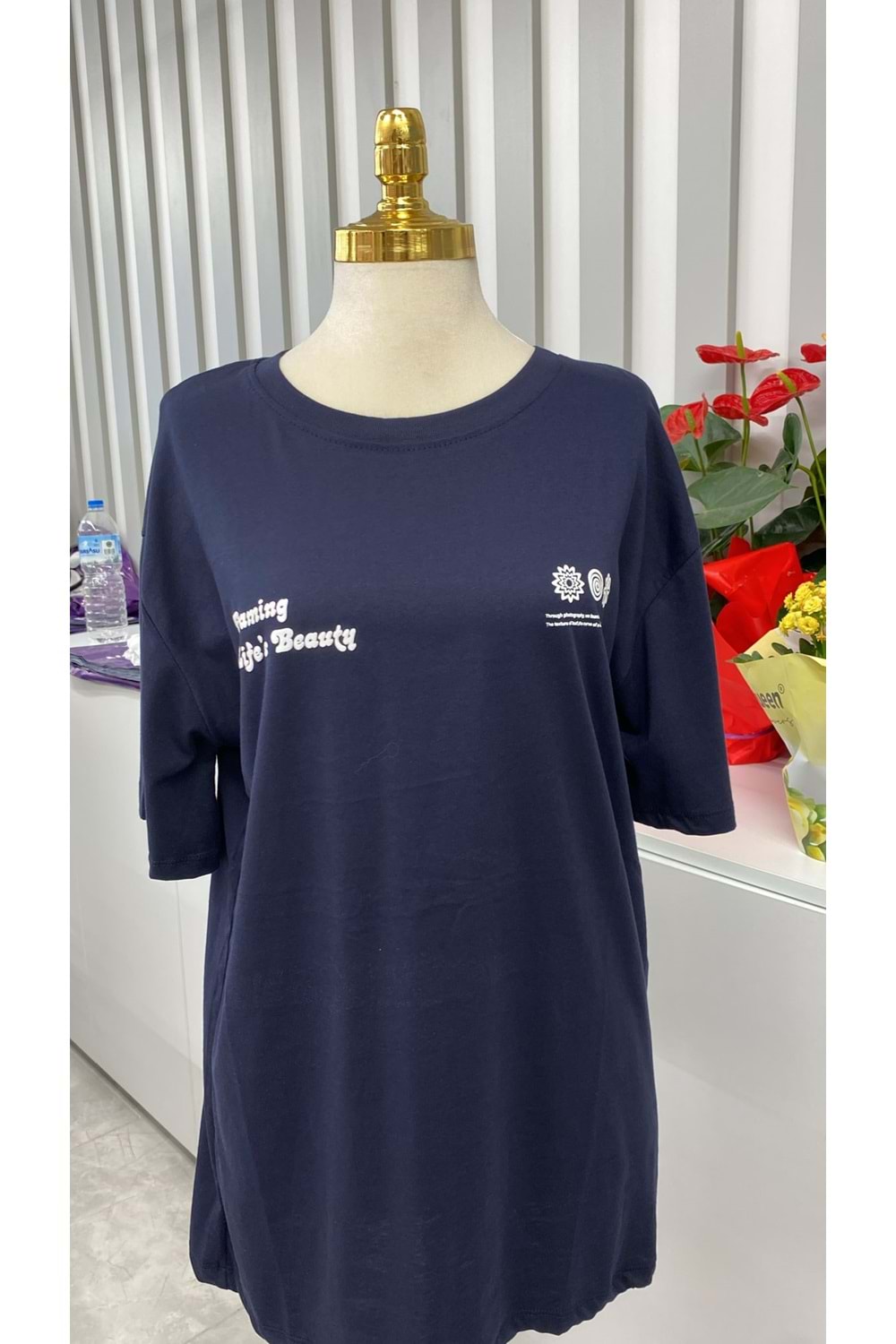 Framing Baskılı Tişört 4402 - Lacivert - L - AZRA05822-47993