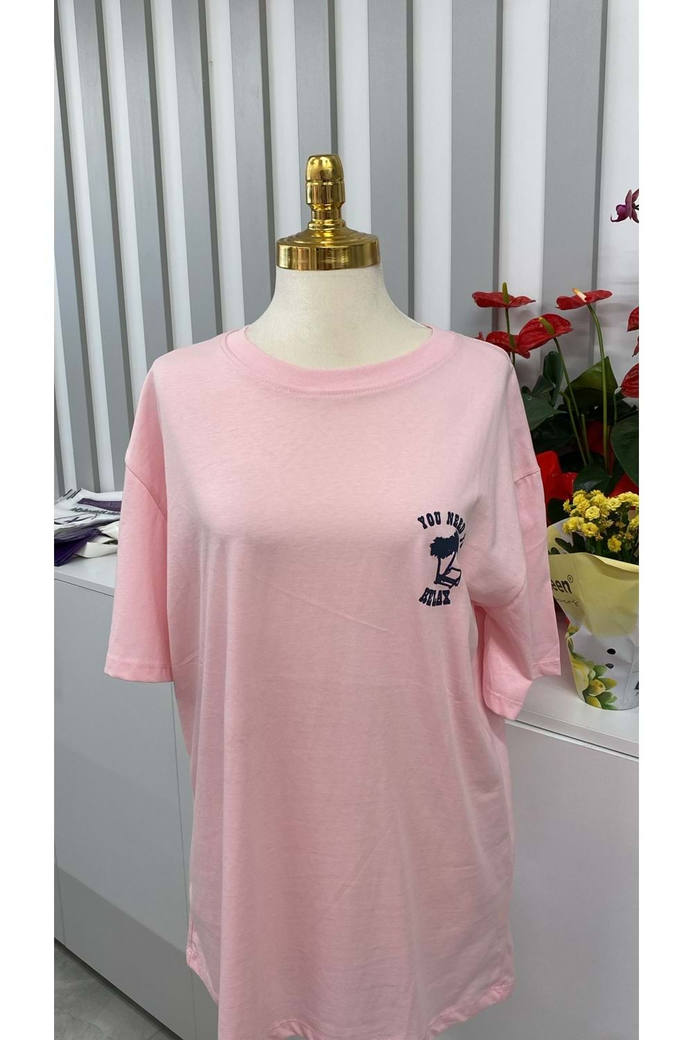 Framing Baskılı Tişört 4402 - Pembe - M - AZRA05822-47995