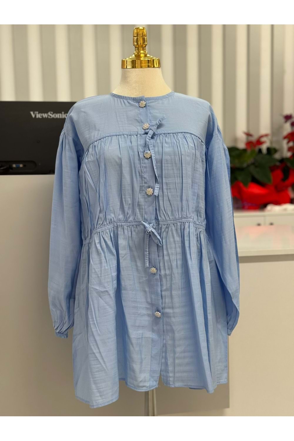 Yakasız Gömlek 888 - Mavi - L-XL