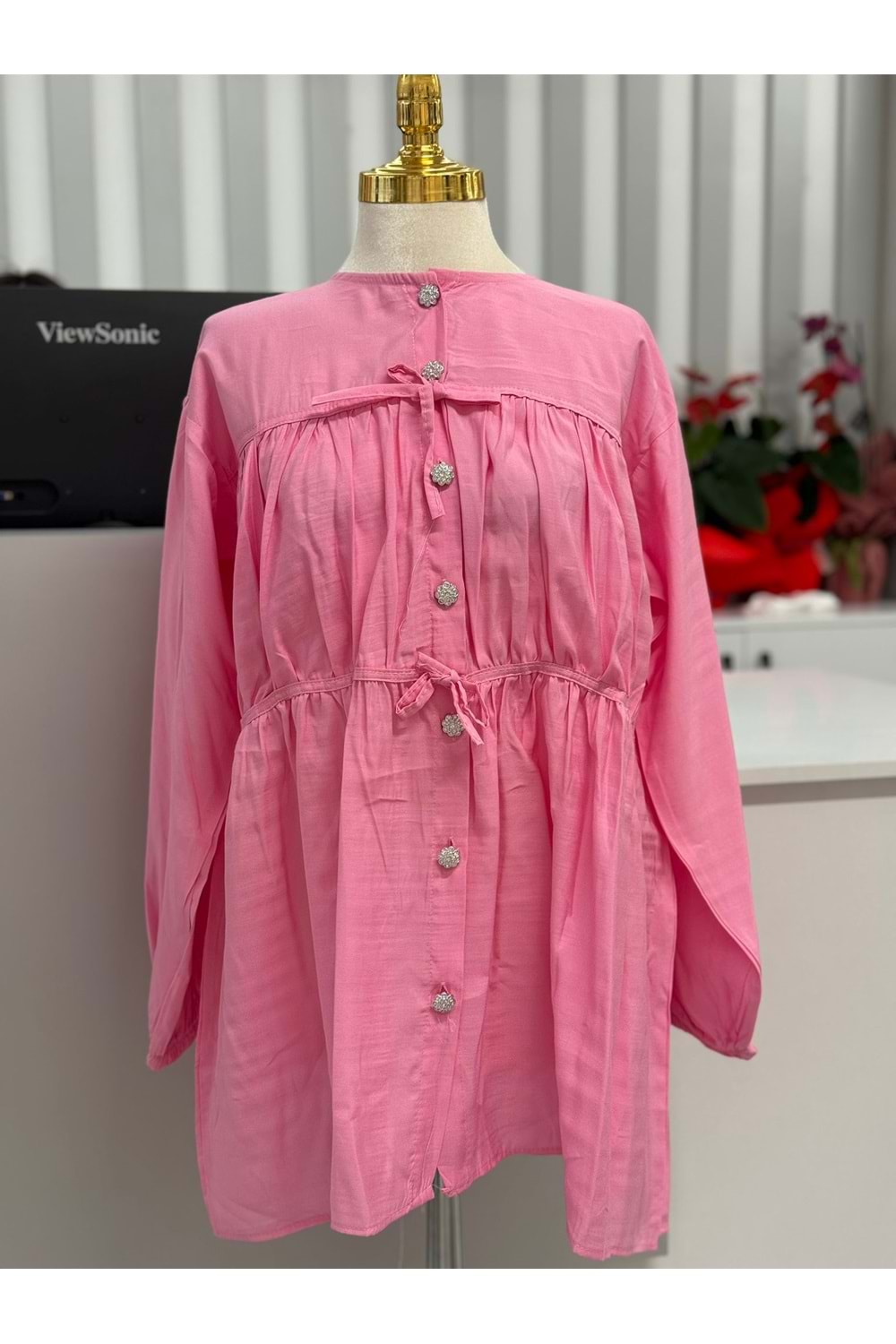 Yakasız Gömlek 888 - Pembe - L-XL