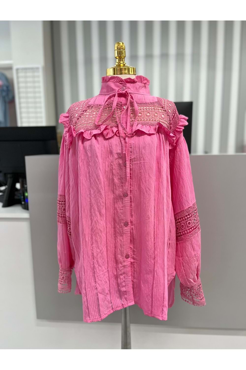 Bohemli Gömlek 1095 - Pembe - XL
