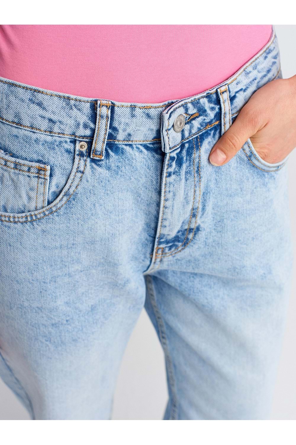 Dilvin Kar Yıkama Mom Pantolon 71782 - Mavi - 34