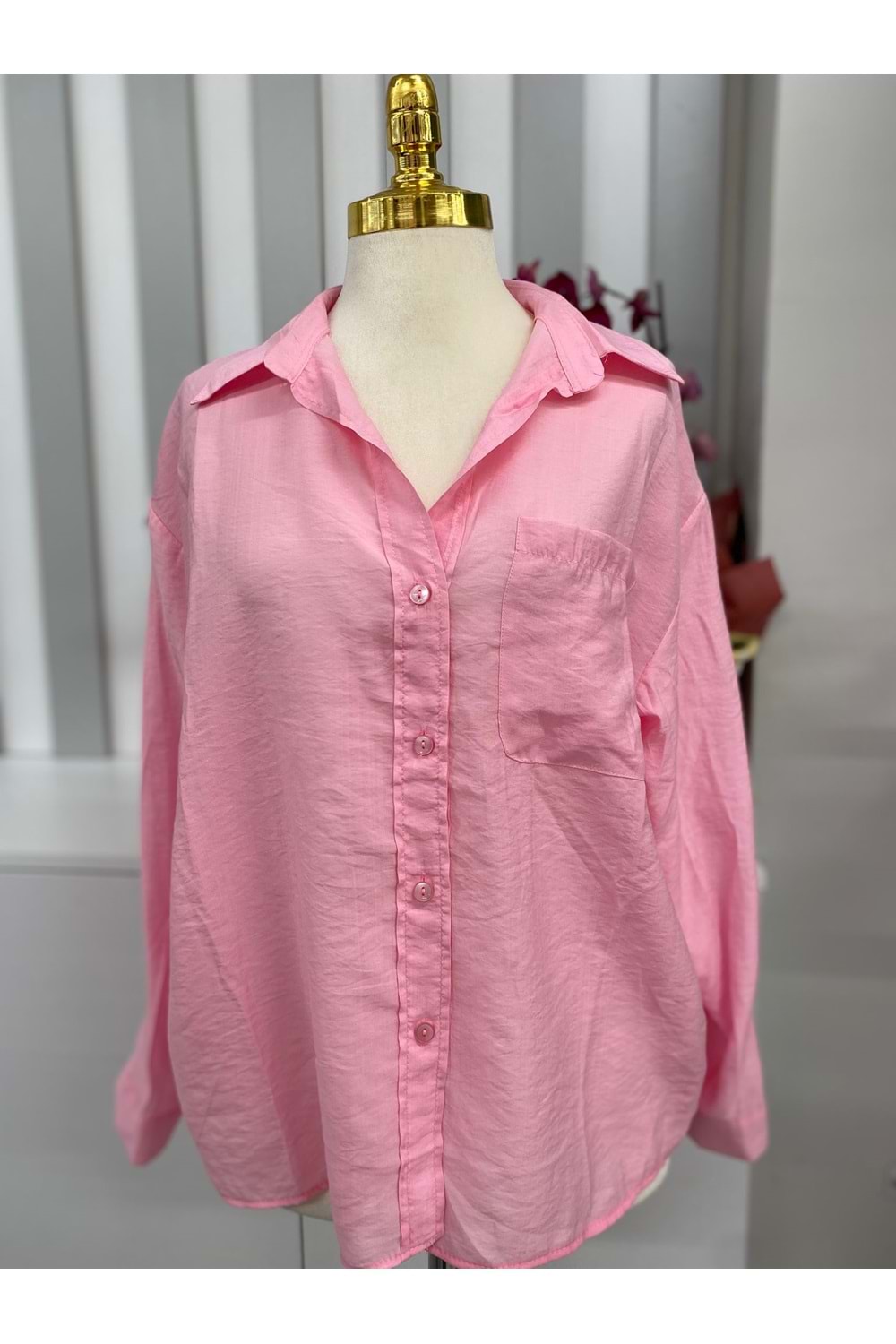 Tek Cepli Gömlek 0729 - Pembe - TEK BEDEN