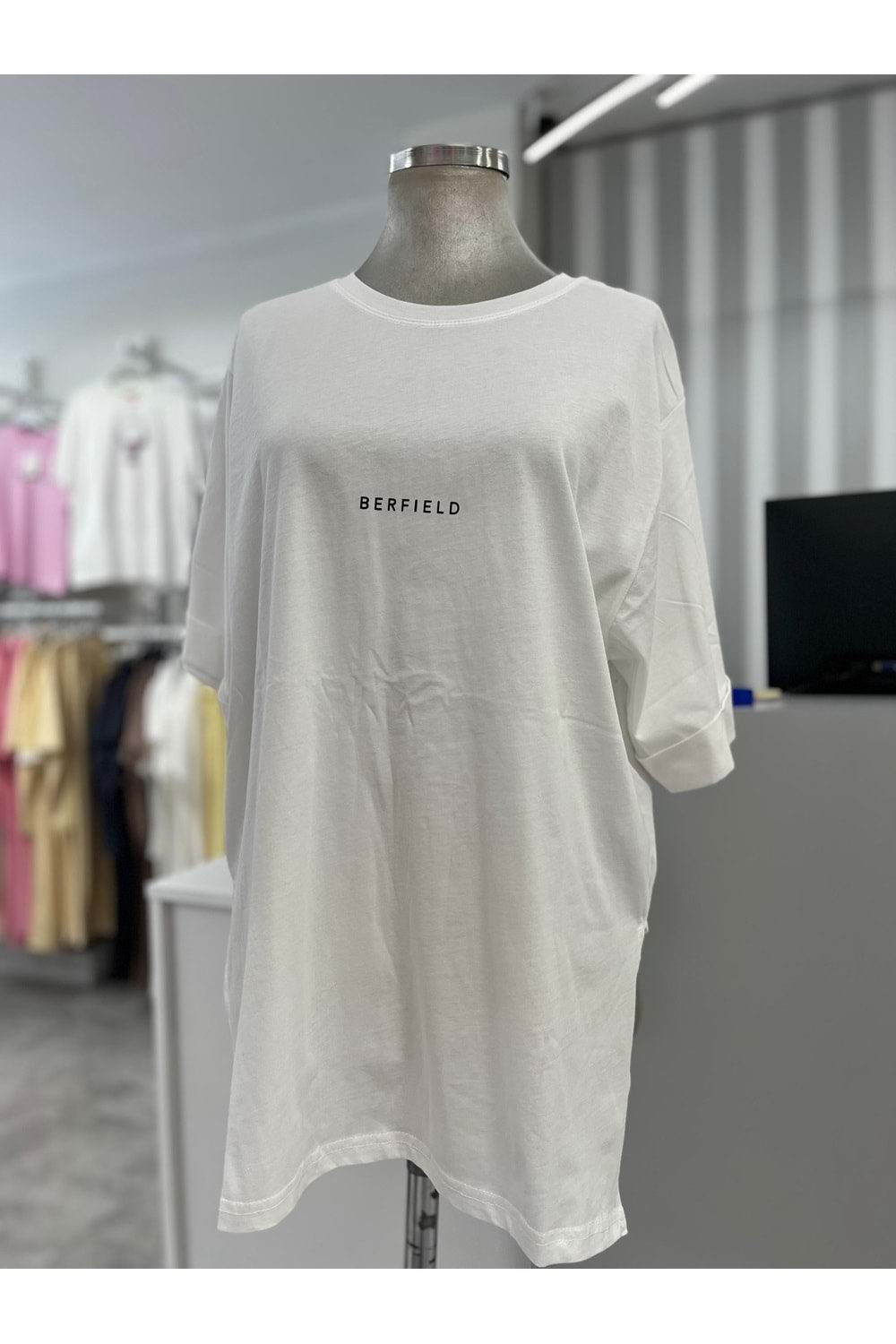 Yanları Yırtmaçlı Tişört 1309 - Beyaz - L-XL