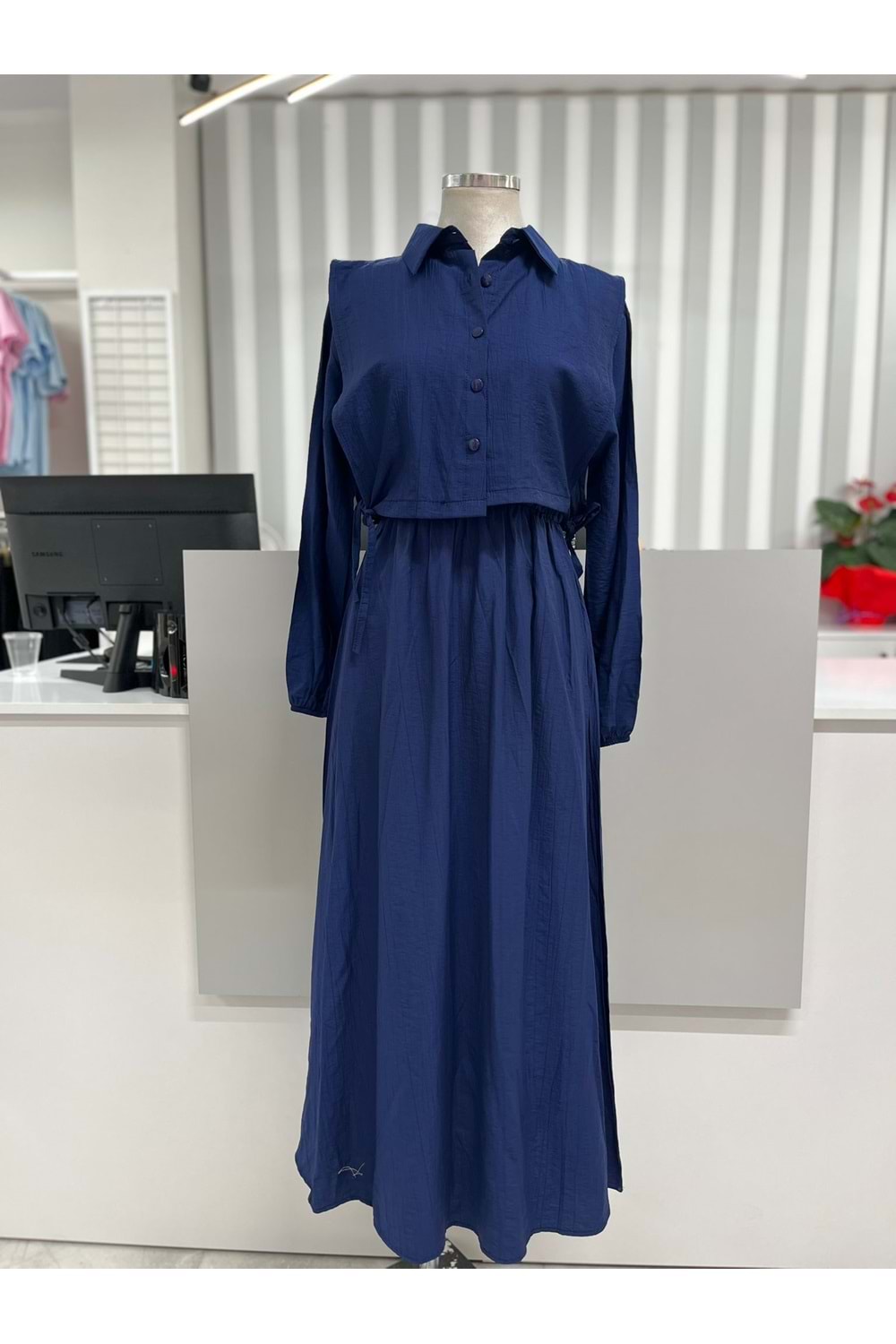 Çilek Bolerolu Giydirmeli Elbise 2389 - Lacivert - L-XL