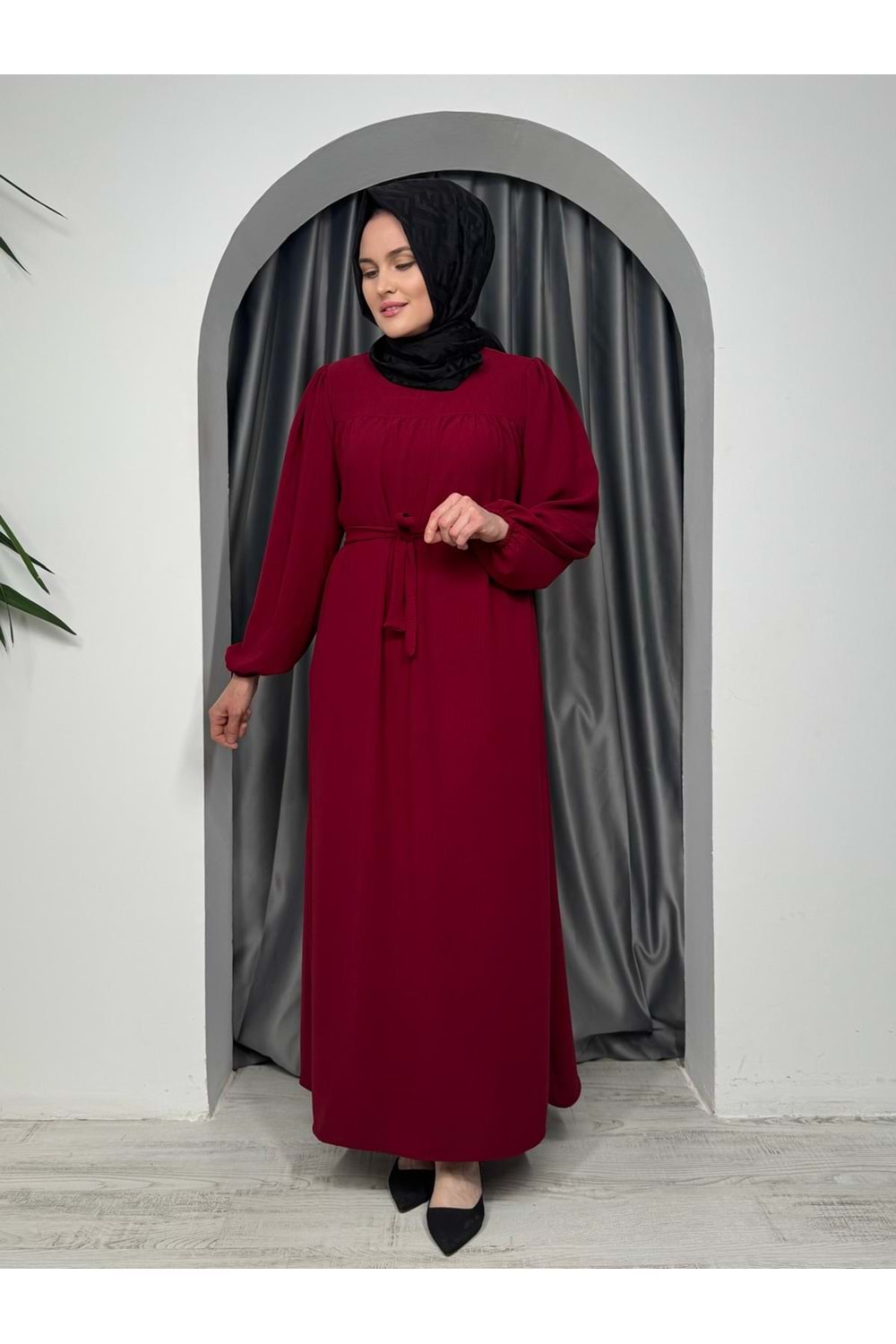 Robalı Elbise 6546 - Bordo - 42-44