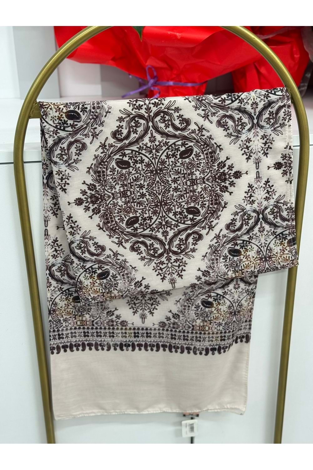 Etnik Desen Soft Şal 9630 - Krem - TEK BEDEN