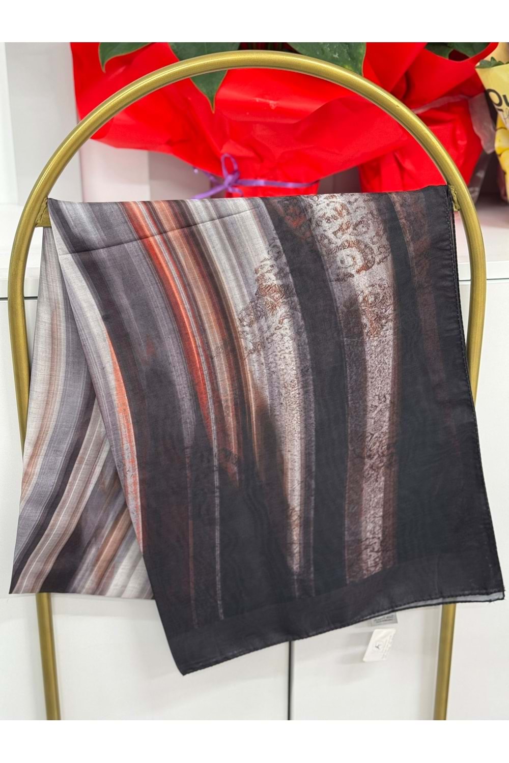 Çizgili Batik Soft Şal 4125 - Kahve Rengi - TEK BEDEN