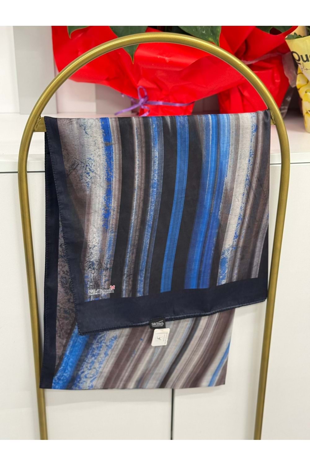 Çizgili Batik Soft Şal 4125 - Mavi - TEK BEDEN