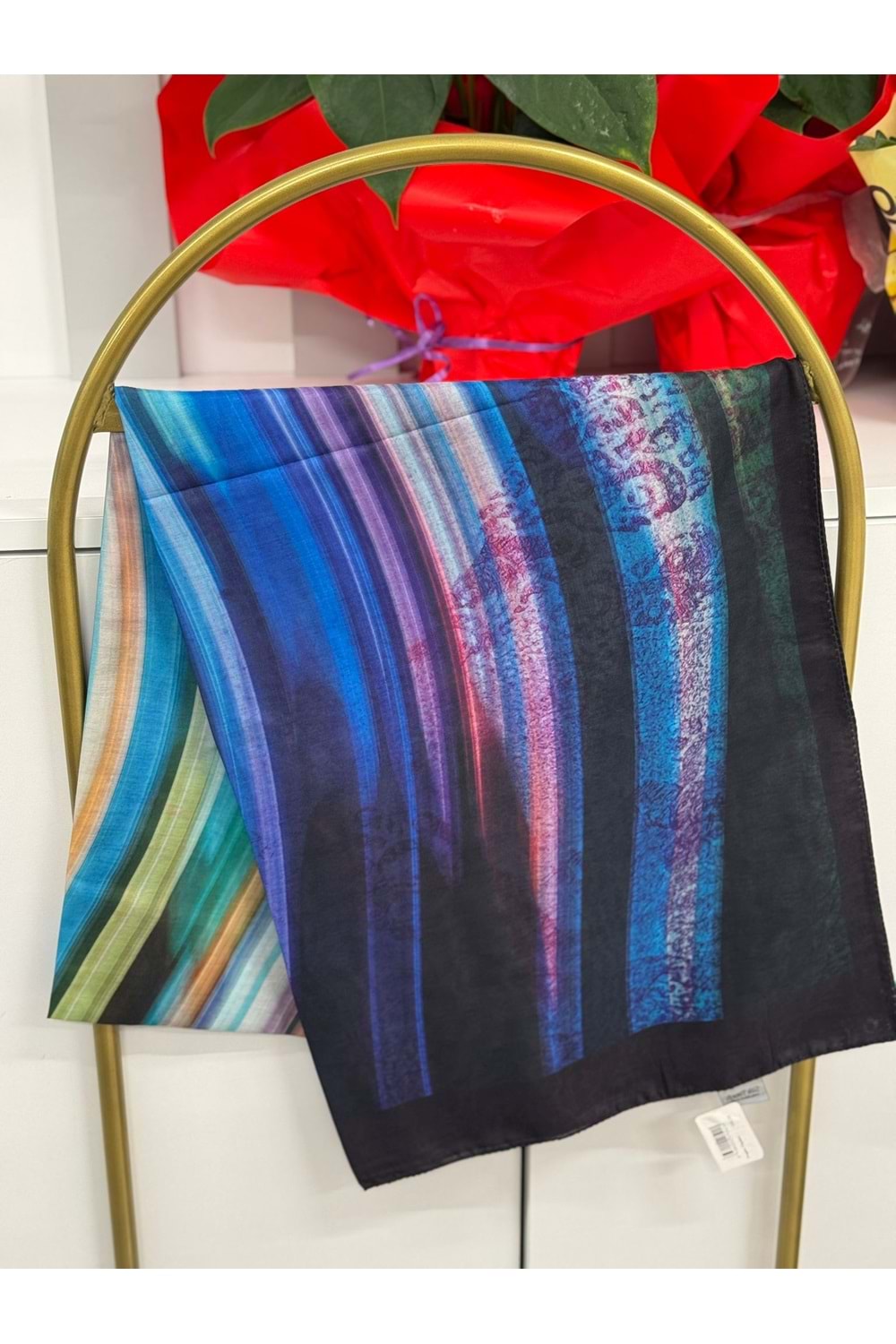 Çizgili Batik Soft Şal 4125 - Mürdüm - TEK BEDEN