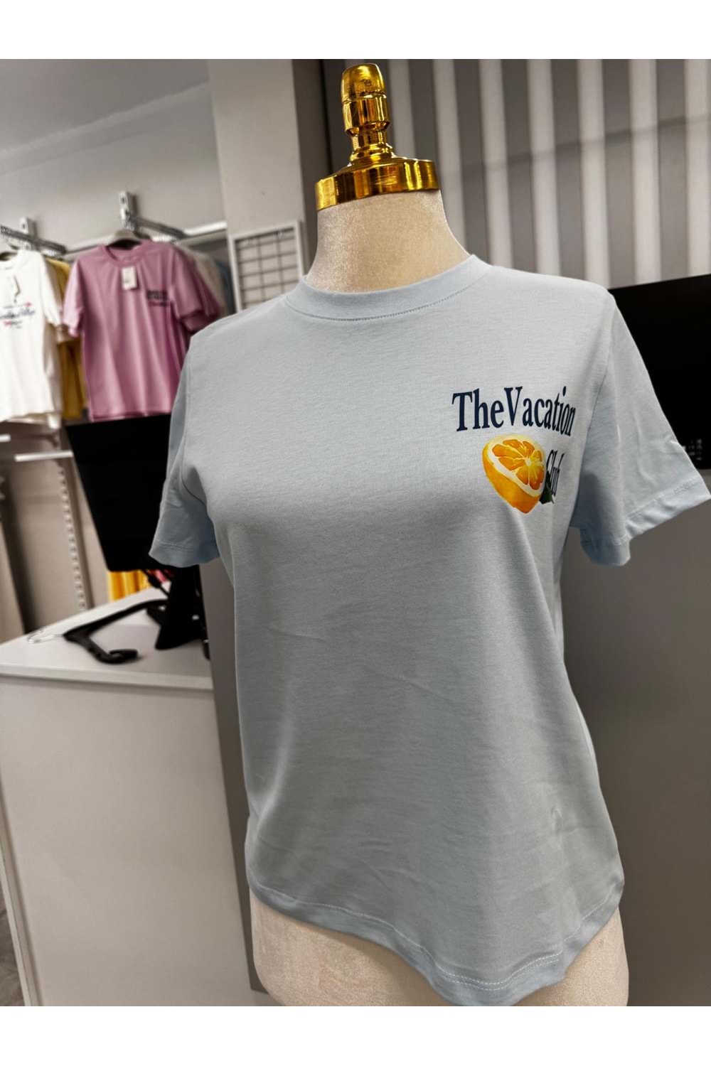 Limon Baskı T-shirt 10620 - Mavi - L