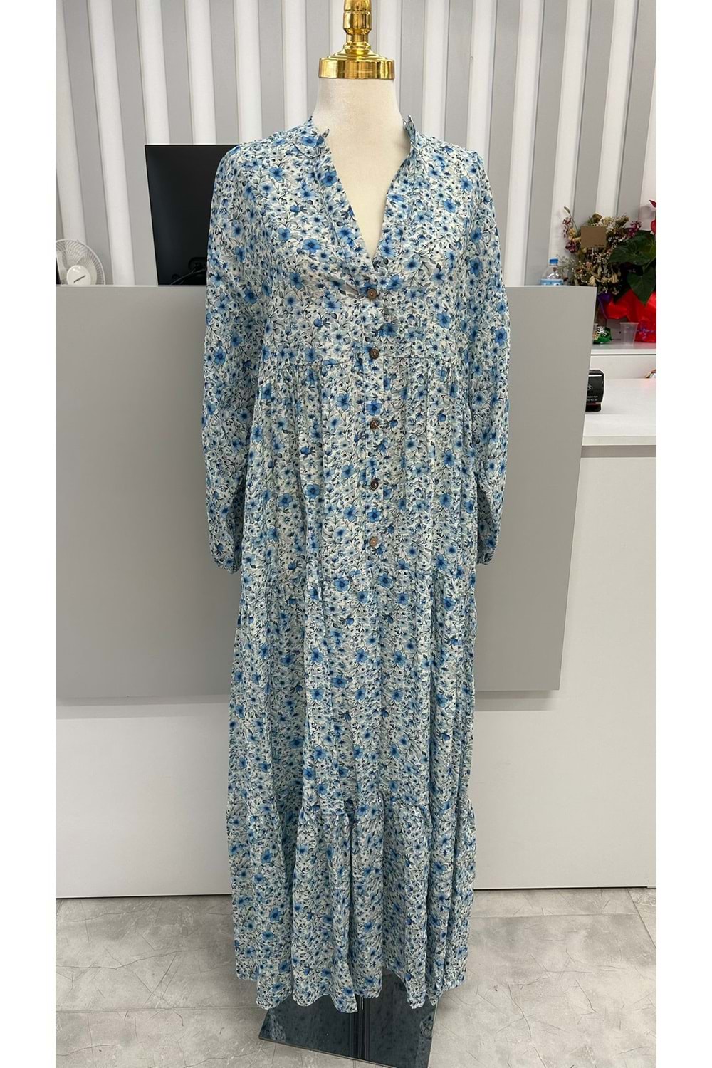Mango Kumaş Elbise 2559 - Saks Mavi - TEK BEDEN