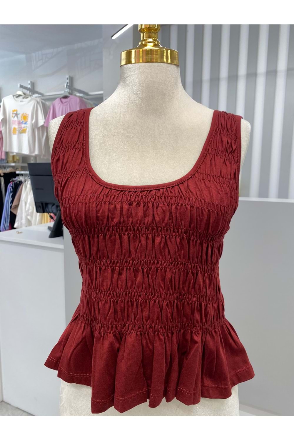 Askılı Büzgülü Bady 21053 - Bordo - S