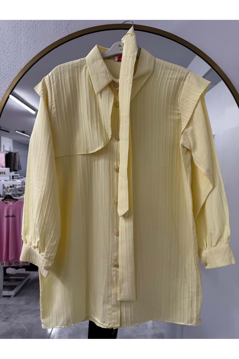 Kapaklı Çizgili Gömlek 770 - Sarı - L-XL
