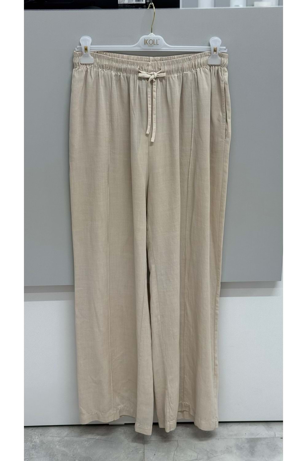 Tencel Geniş Paça Pantolon 34208 - Bej - S