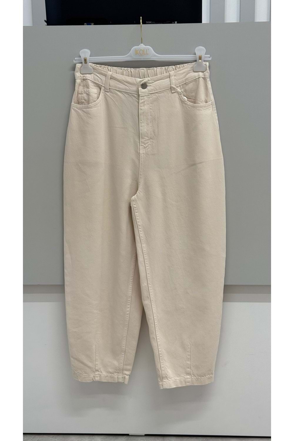 Yıkama Efekli Tencel Pantolon 35187 - Bej - S