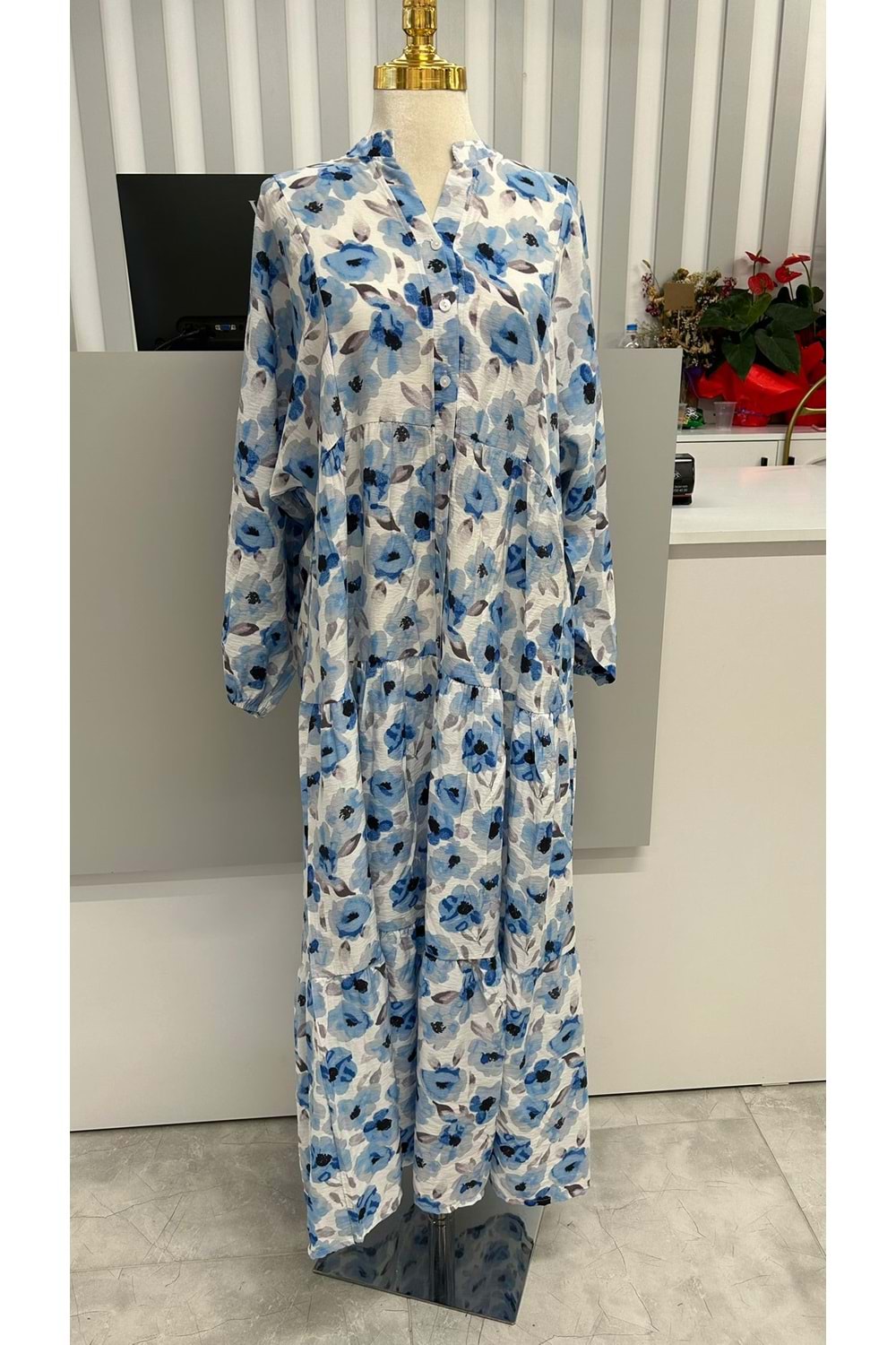 Güllü Salaş Elbise 2399 - Saks Mavi - L-XL