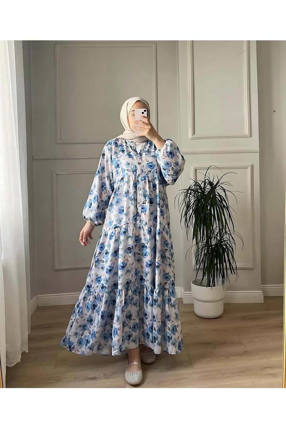 Güllü Salaş Elbise 2399 - Saks Mavi - S-M