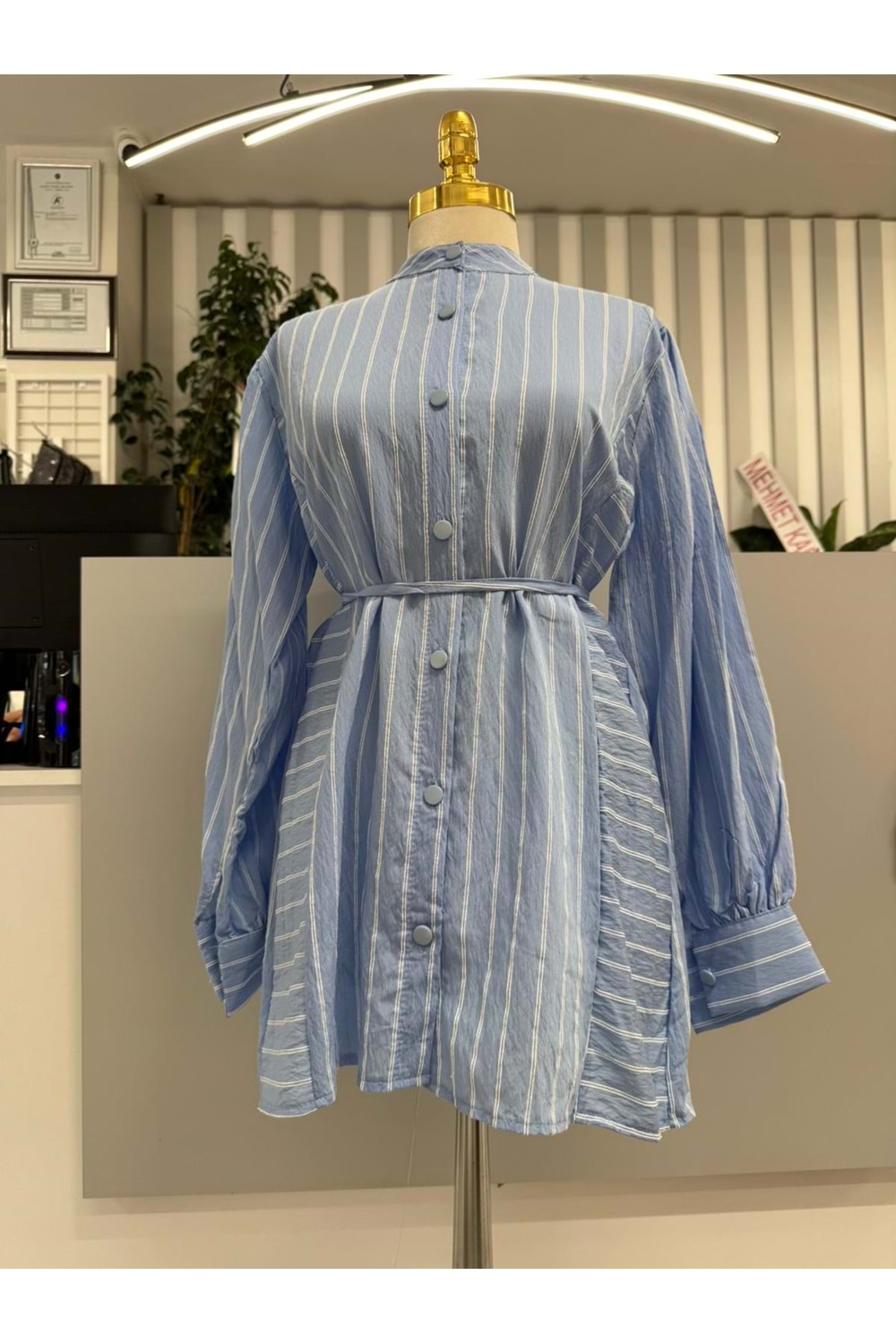 Çizgi Detay Gömlek 9123 - Mavi - L-XL