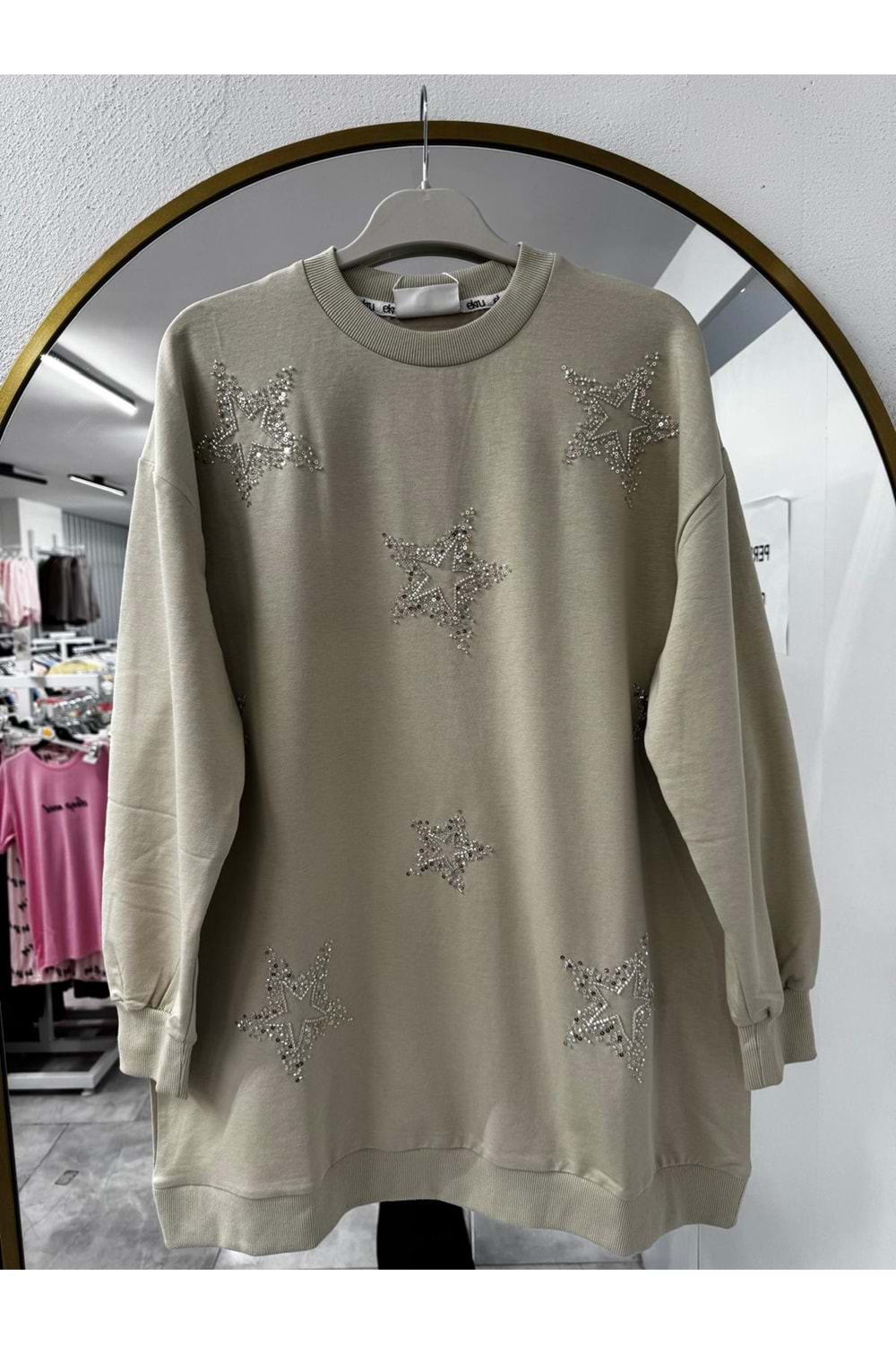 Yıldız Motifli Tunik 3052 - Olive - L-XL
