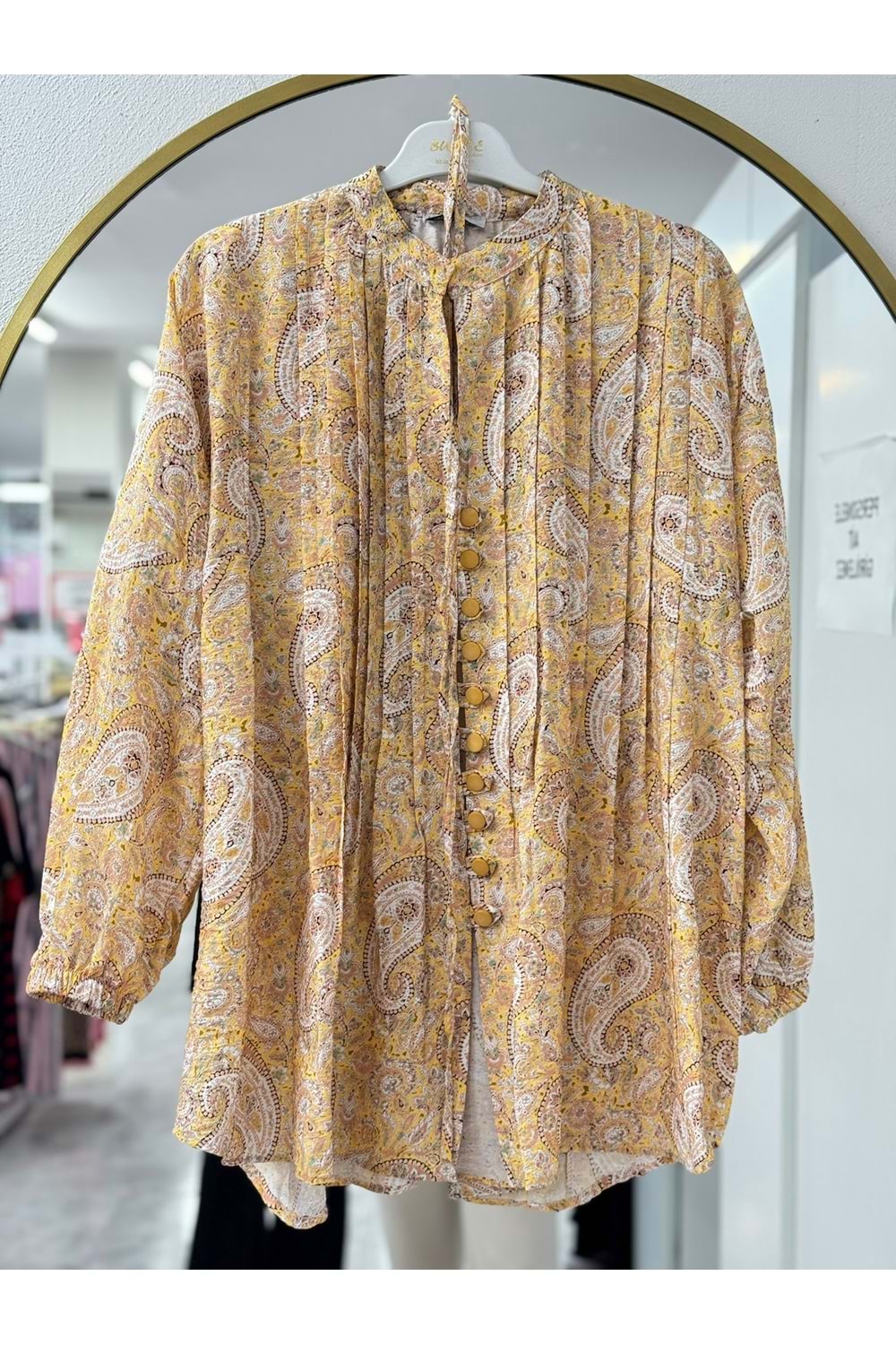 Şal Desen Piliseli Gömlek 979 - Sarı - L-XL
