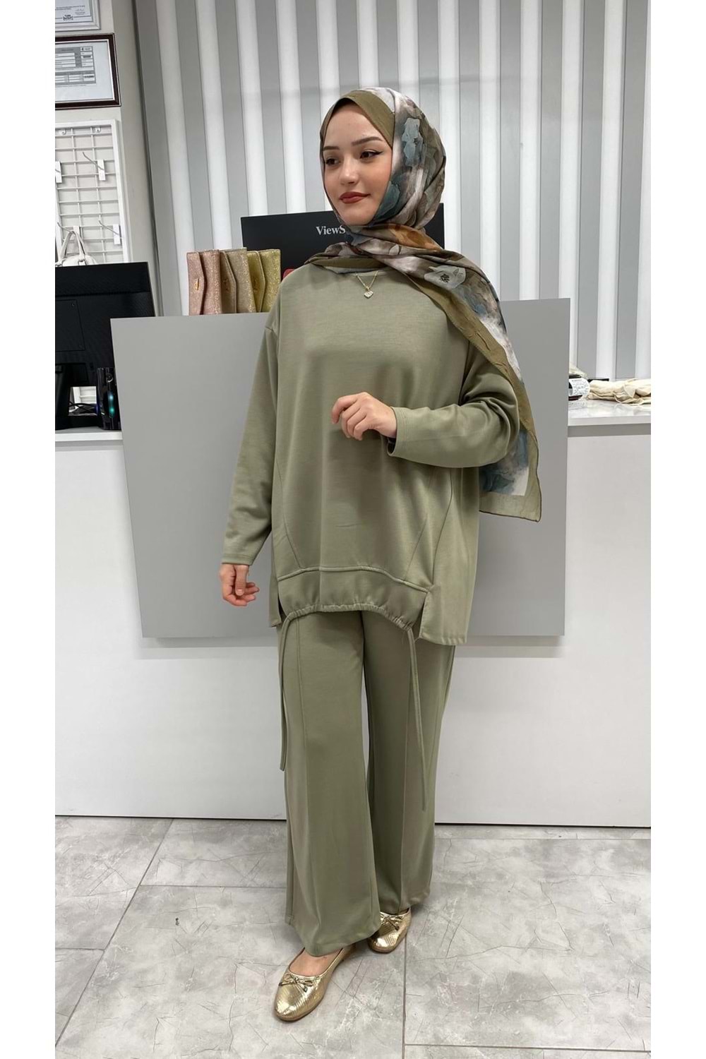 Oysho Biyeli Asimetrik Salaş Takım 3415 - azra fashion - Yeşil - L-XL