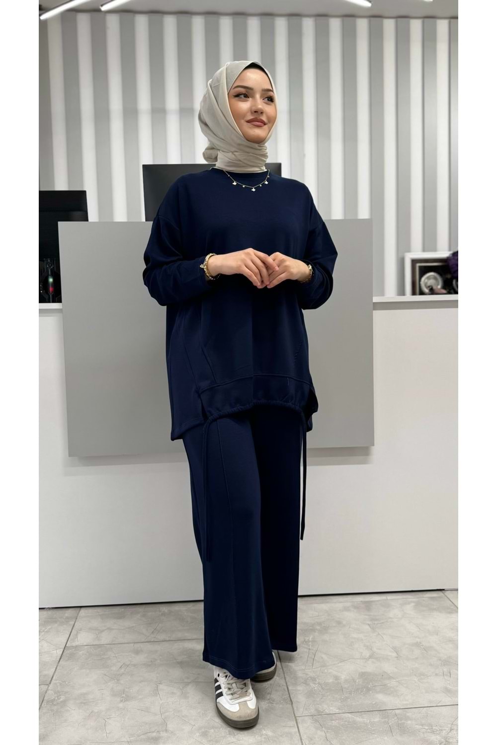 Oysho Biyeli Asimetrik Salaş Takım 3415 - azra fashion - Lacivert - L-XL