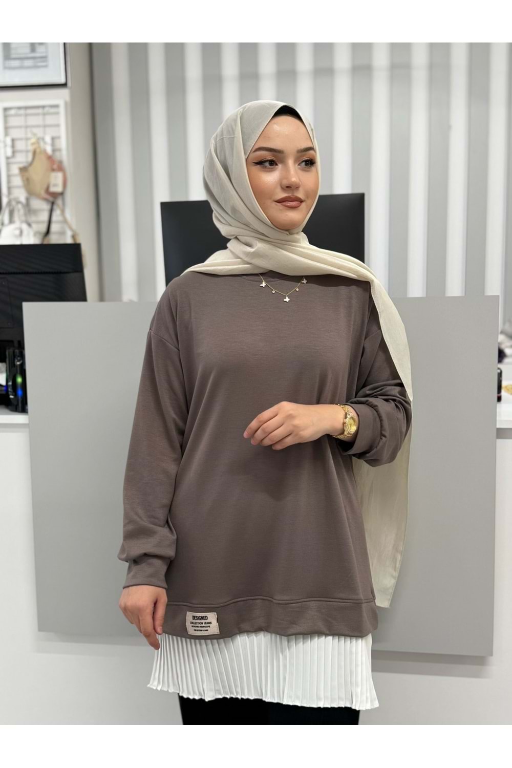 Eteği Piliseli Tunik 816 - Vizon - L-XL