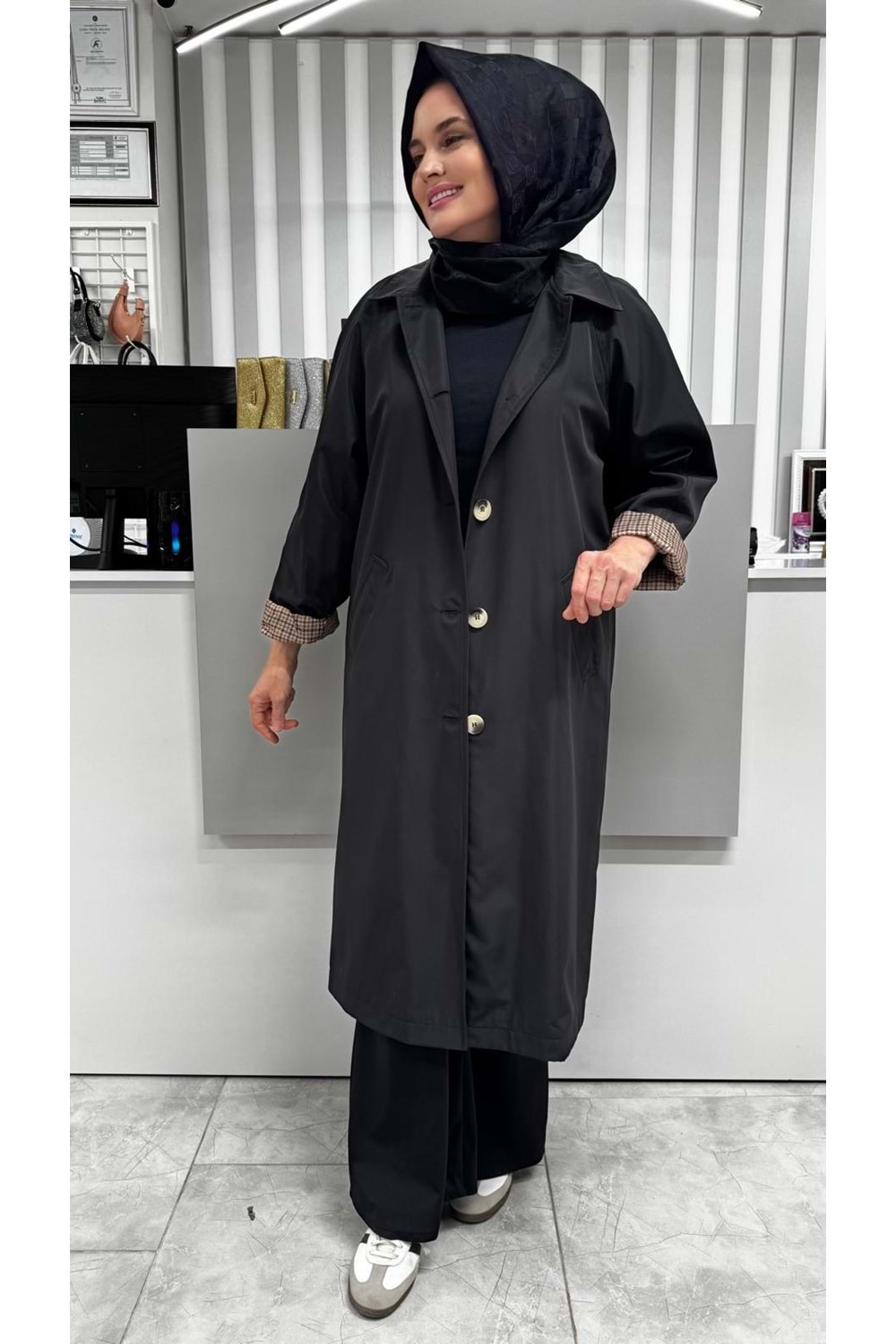 Astarı Ekoseli Kap 1341 - Siyah - L