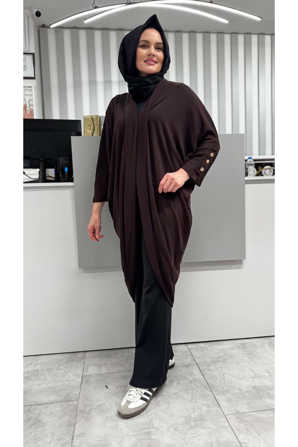 Kol Apolet Detaylı Hırka 36044 - Kahve Rengi - TEK BEDEN