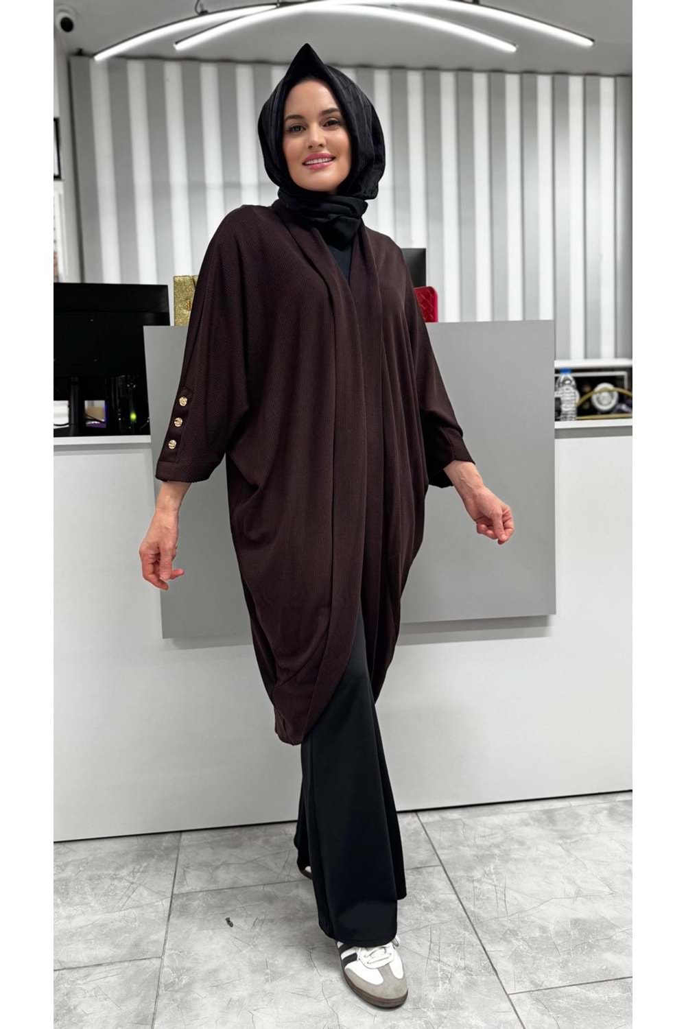 Kol Apolet Detaylı Hırka 36044 - Kahve Rengi - TEK BEDEN