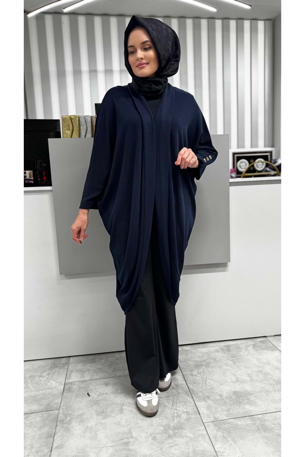 Kol Apolet Detaylı Hırka 36044 - Lacivert - TEK BEDEN