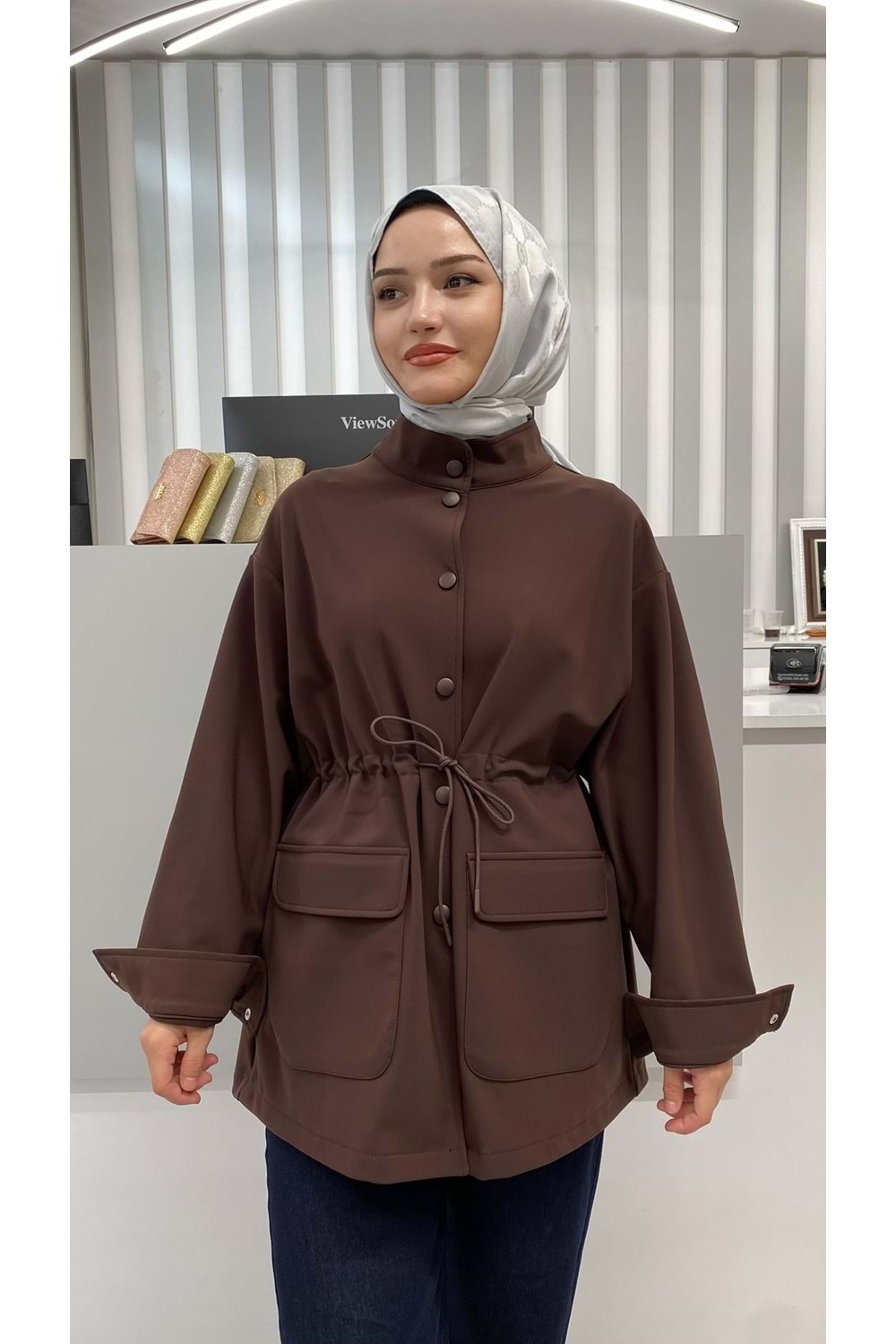 Cep Ve Tünel Detaylı Kap 35623 - Kahve Rengi - L