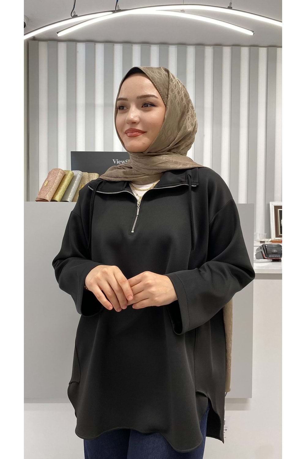 Skuba Fermuarlı Tunik 1024 - Siyah - L-XL