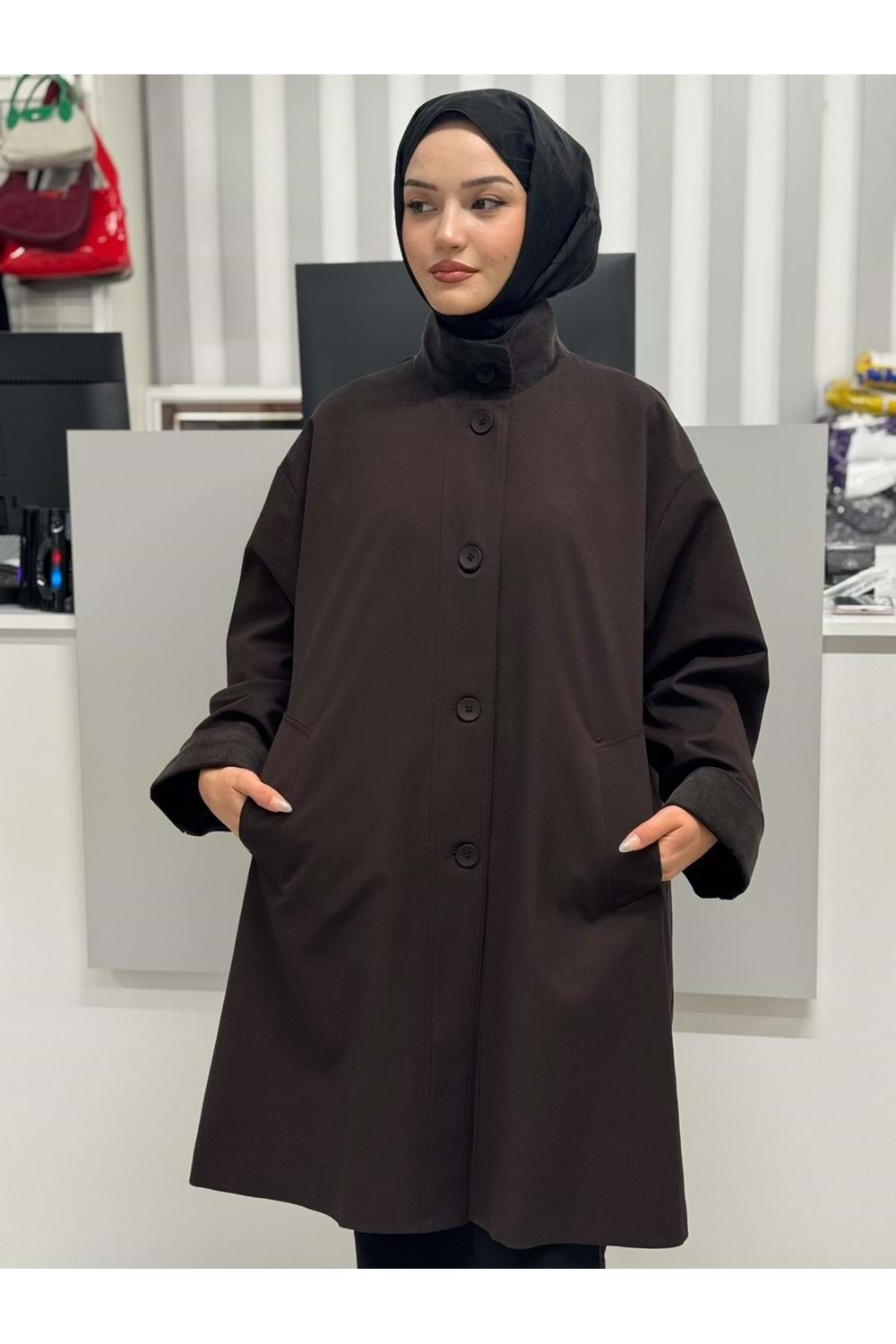 Kadife Garnili Kap 35858 - Kahve Rengi - TEK BEDEN - AZRA06846-55500