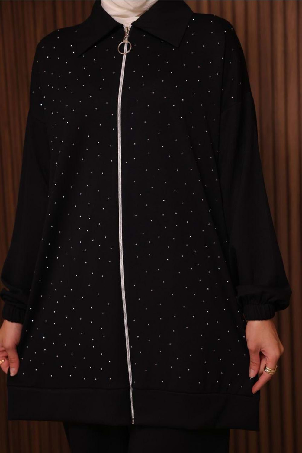 Pullu Fermuarlı Oysho Kumaş Takım 5309 - Siyah - M