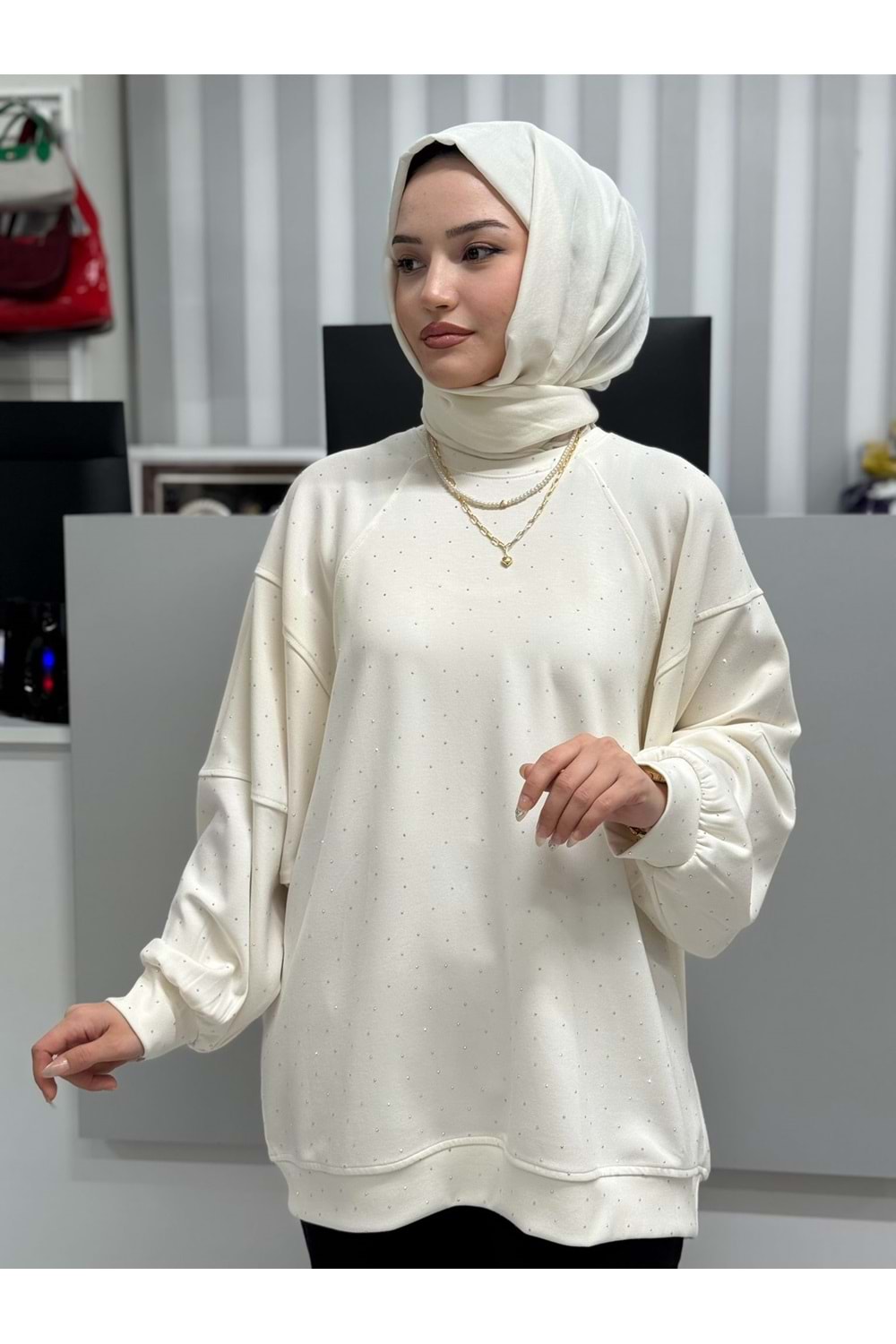 Pullu Oysho Kumaş Sweat 1054 - Ekru - S-M