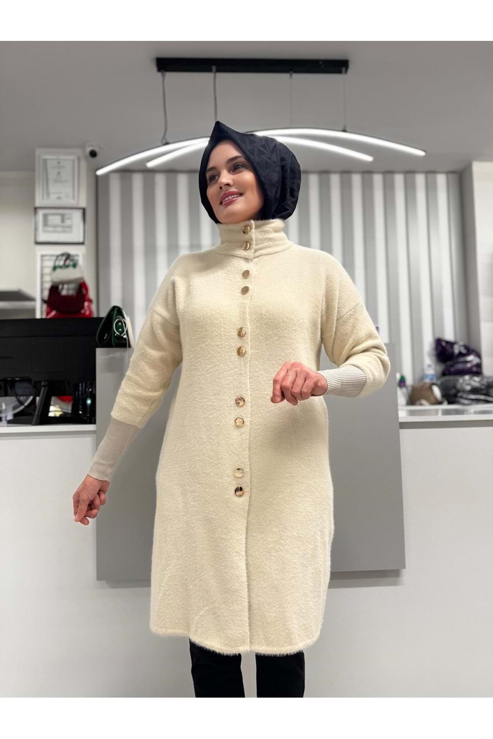 Angora Hırka 1418 - Bej - TEK BEDEN