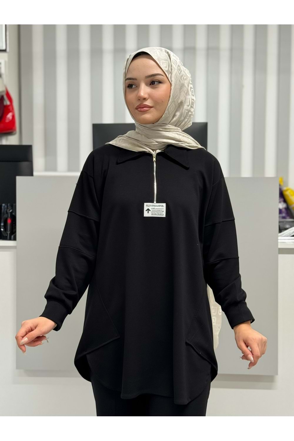Oysho Yakalı Tunik 1038 - Siyah - L-XL