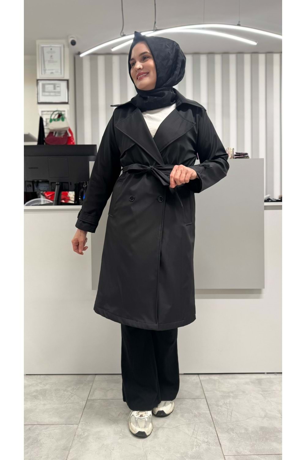 Kravuze Yaka Trençkot 5918 - Siyah - 40