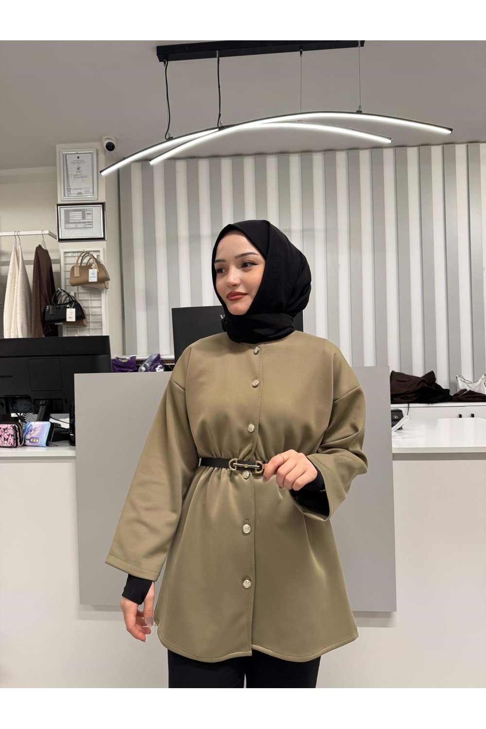 Skuba Kumaş Ceket 1101 - Haki - S-M
