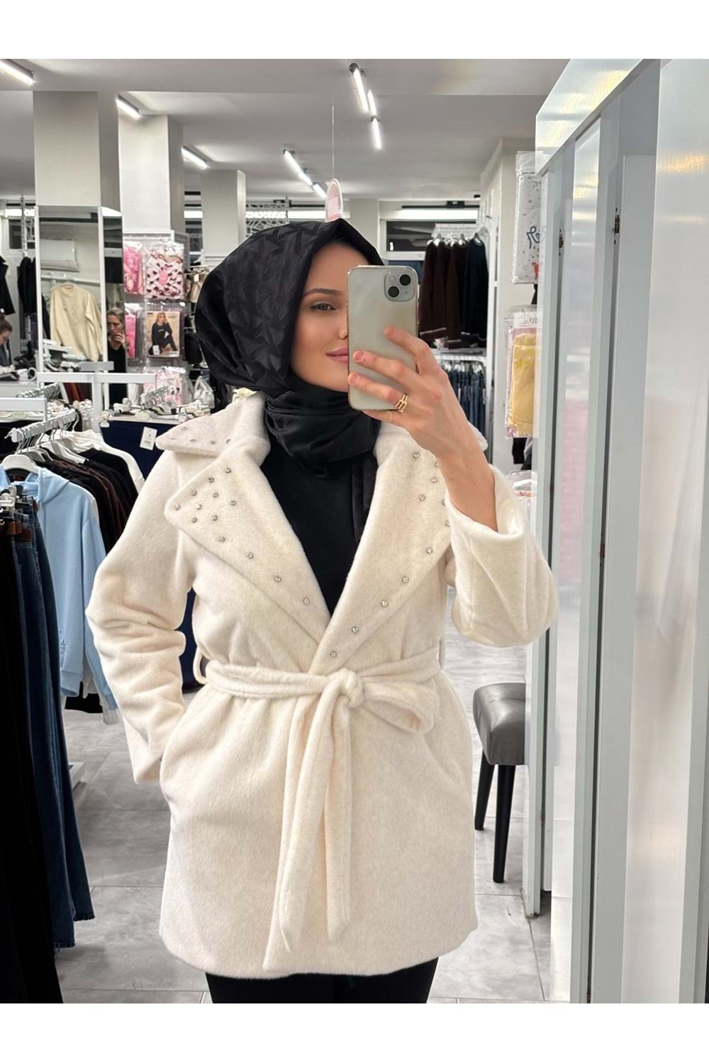 Yakası Taşlı Kaban 9273 - Bej - 40