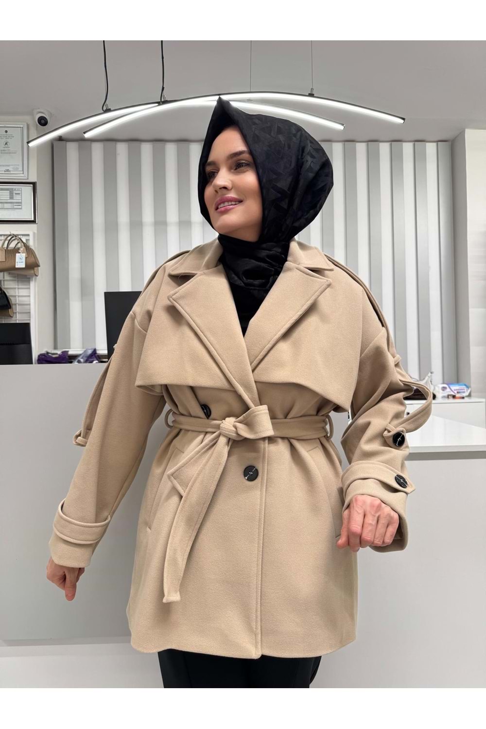Kısa Kaşe Kaban 9157 - Bej - 42