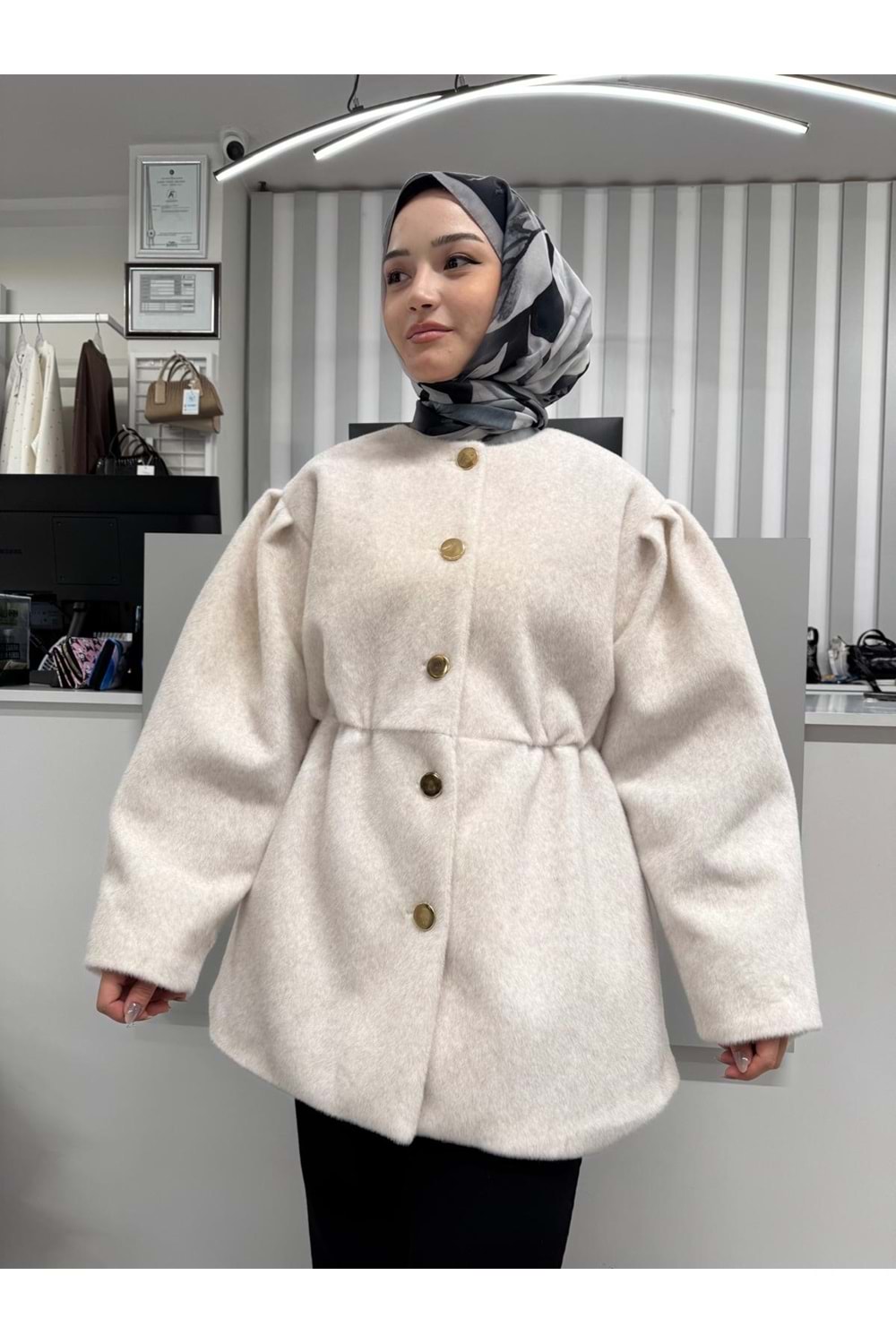 Tay Tüyü Ceket 2049 - Bej - 36