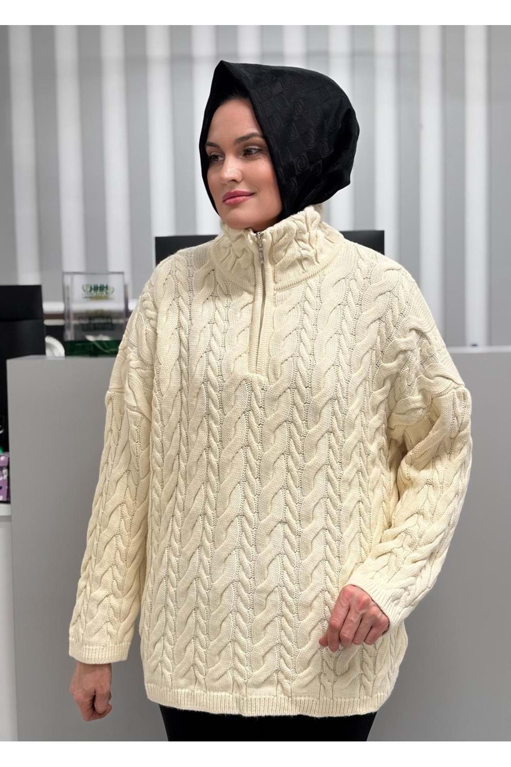 Balıkçı Yaka Örgü Triko 2394 - Bej - TEK BEDEN - AZRA07051-56622