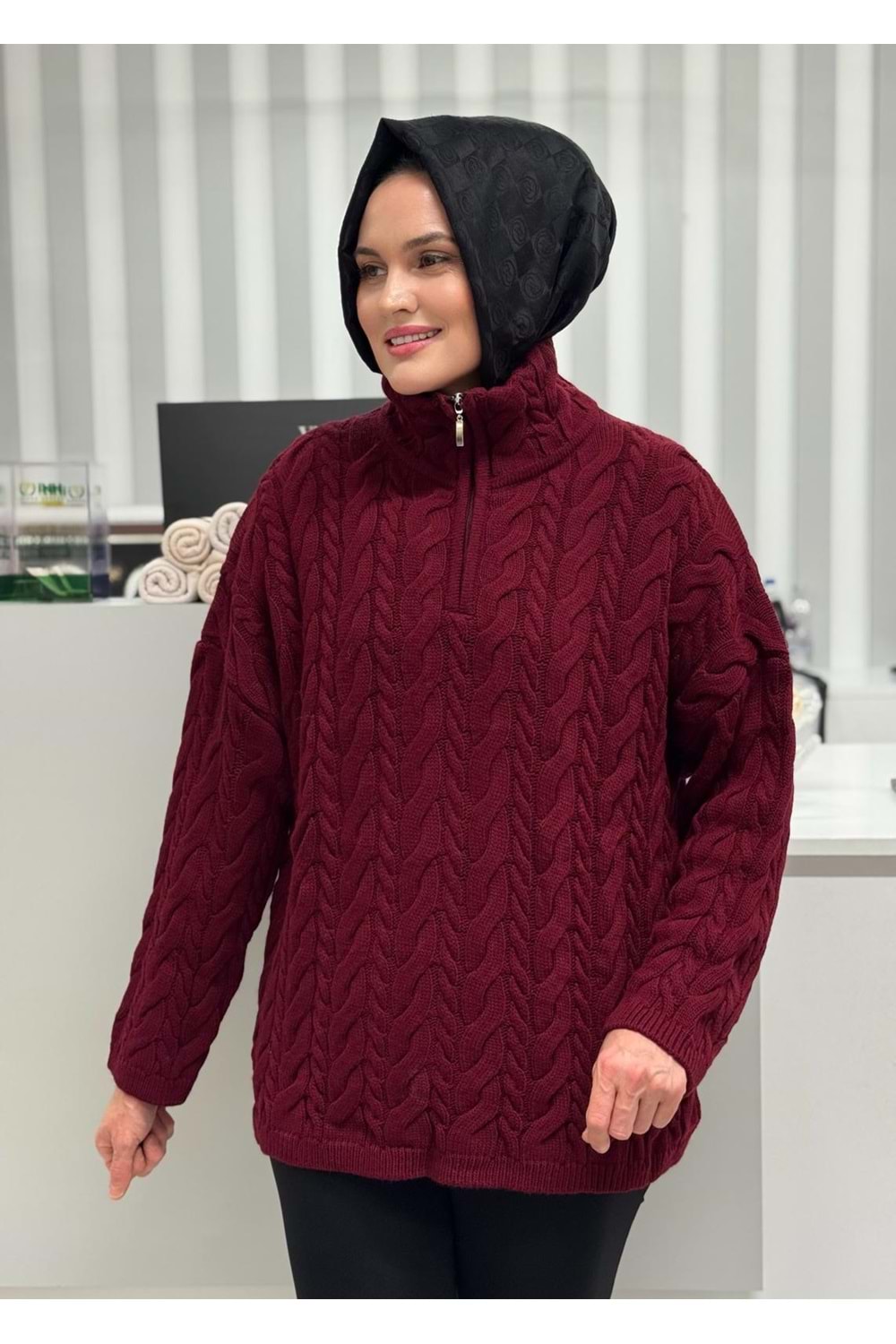 Balıkçı Yaka Örgü Triko 2394 - Bordo - TEK BEDEN - AZRA07051-56623